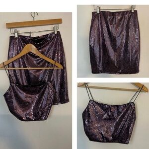 Iris Disco Mirrorball Crop Top Skirt Set Eras Tour Shiny Sparkles Pink Medium